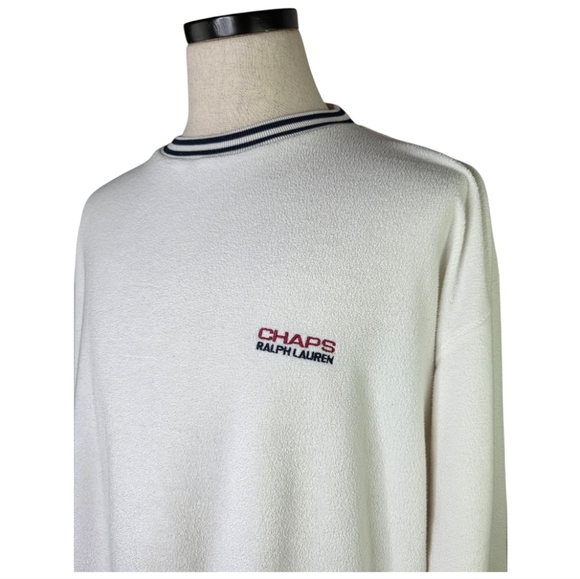 Vintage Chaps Ralph Lauren L White Crewneck Sweatshirt Logo Preppy Streetwear - Picture 2 of 7